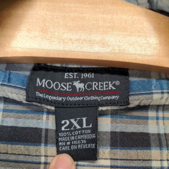 Moose Creek Button Up Shirt Mens Size 2XL Short Sleeve Multicolor Plaid Cotton - Picture 8 of 11